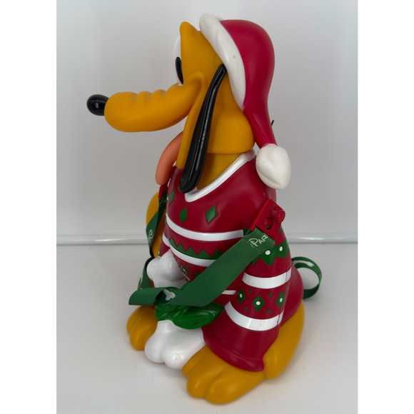 2018 Disney Parks Pluto Popcorn Bucket Red Christmas Sweater – Used - Picture 10 of 12